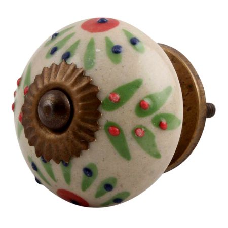 Pea Green Leaf Flower Ceramic Cabinet Knob Online